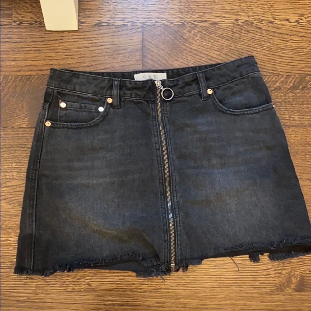 FREE PEOPLE BLACK DENIM JEAN SKIRT